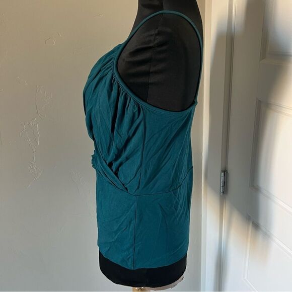 EUC Marciano teal v neck tank sz L ruching at front - Picture 7 of 10
